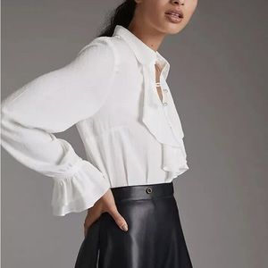 By Anthropologie Ruffle Pearl Blouse
